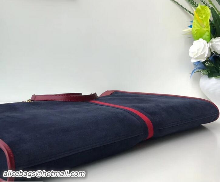 Best Price Gucci Vintage Web Rajah Maxi Tote Bag 537218 Suede Navy Blue 2019