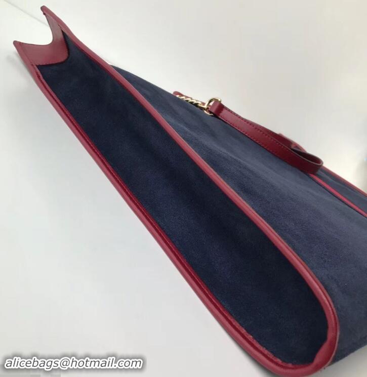 Best Price Gucci Vintage Web Rajah Maxi Tote Bag 537218 Suede Navy Blue 2019