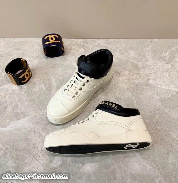 New Style Chanel Lambskin Sneakers G34967 Ivory White 2019