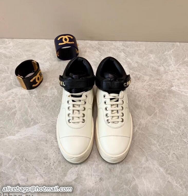 New Style Chanel Lambskin Sneakers G34967 Ivory White 2019