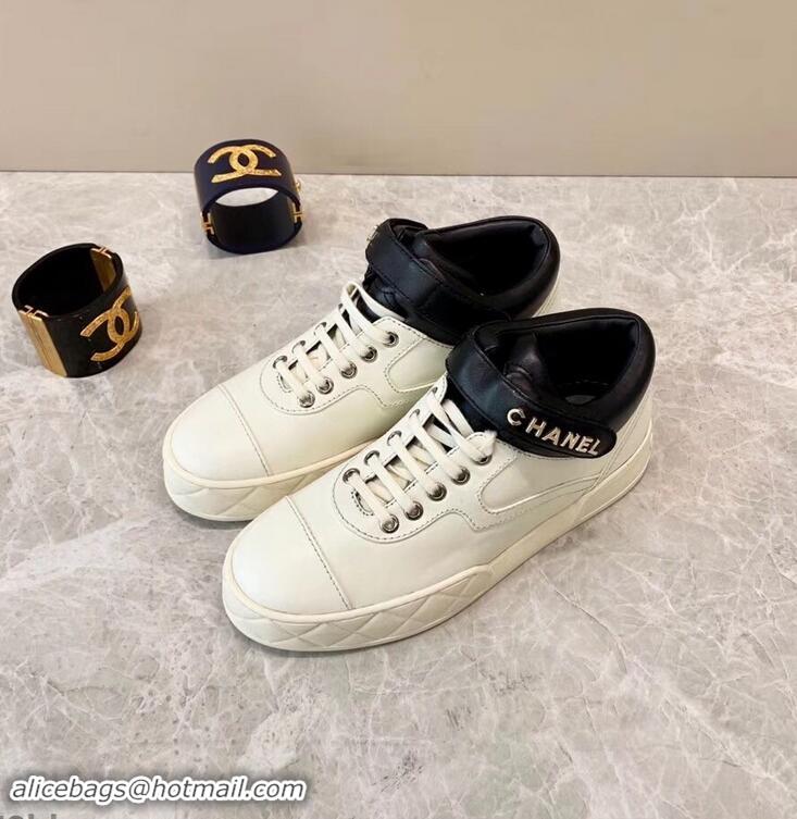 New Style Chanel Lambskin Sneakers G34967 Ivory White 2019