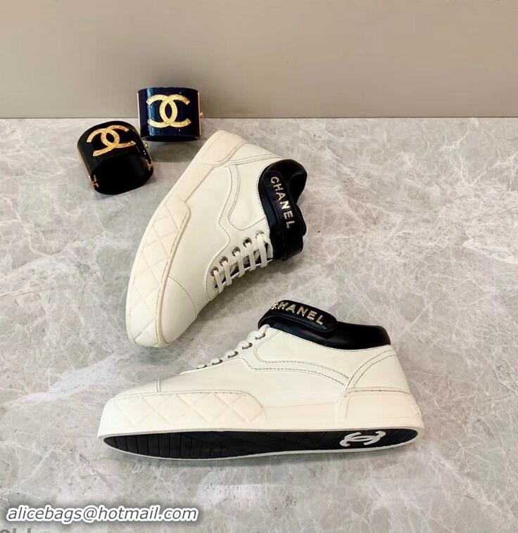 New Style Chanel Lambskin Sneakers G34967 Ivory White 2019