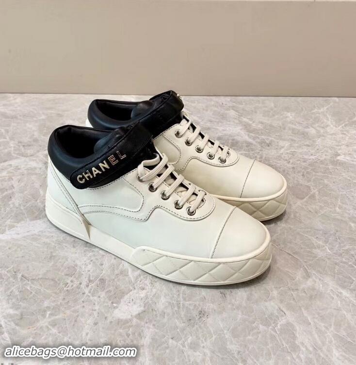 New Style Chanel Lambskin Sneakers G34967 Ivory White 2019