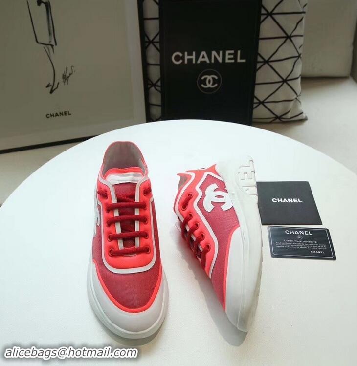 Most Popular Chanel Mesh and Lycra Sneakers G34763 Red 2019