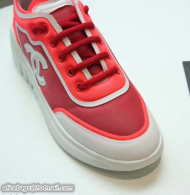 Most Popular Chanel Mesh and Lycra Sneakers G34763 Red 2019