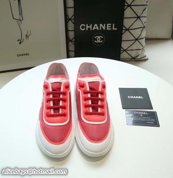 Most Popular Chanel Mesh and Lycra Sneakers G34763 Red 2019