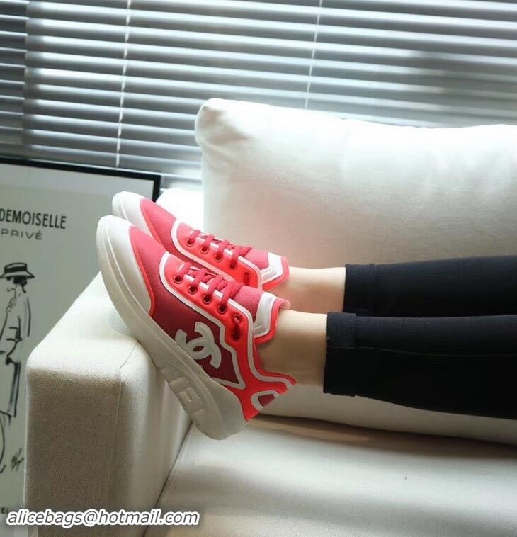 Most Popular Chanel Mesh and Lycra Sneakers G34763 Red 2019