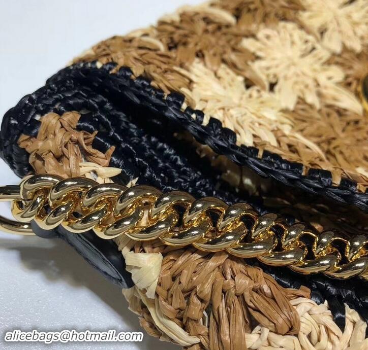 Best Luxury Gucci GG Marmont Raffia With Crochet Flower Small Shoulder Bag 574433 Beige/Black 2019