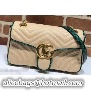 Top Quality Gucci GG Marmont Raffia Small Shoulder Bag 443497 Beige/Green 2019