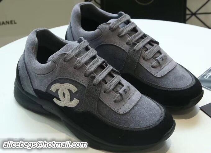 Promotional Chanel Suede Calfskin Sneakers G34360 Gray 2019