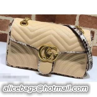 Grade Design Gucci GG Marmont Raffia Small Shoulder Bag 443497 Beige/Gray 2019