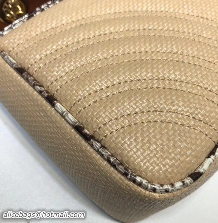 Grade Design Gucci GG Marmont Raffia Small Shoulder Bag 443497 Beige/Gray 2019