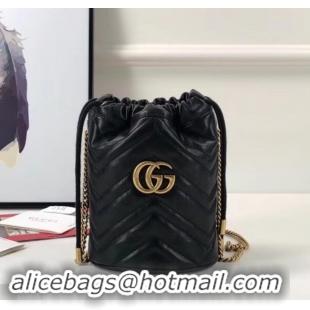 Grade Gucci GG Marmont Double G Mini Bucket Bag 575163 Black 2019 