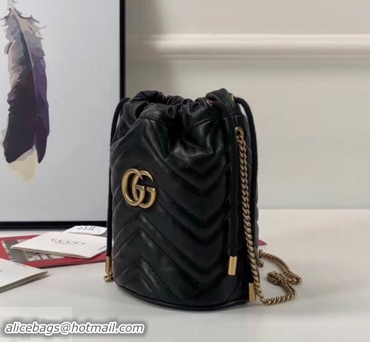 Grade Gucci GG Marmont Double G Mini Bucket Bag 575163 Black 2019 