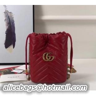 Discount Gucci GG Marmont Double G Mini Bucket Bag 575163 Red 2019 