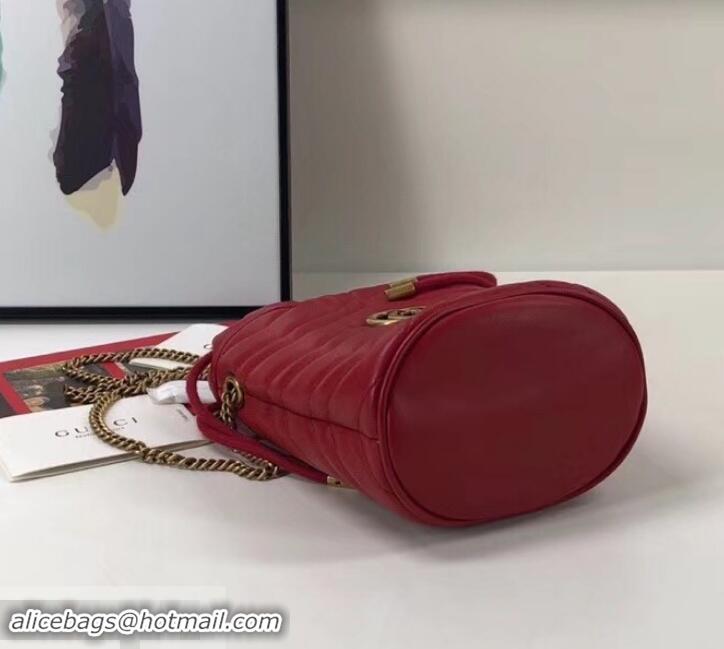 Discount Gucci GG Marmont Double G Mini Bucket Bag 575163 Red 2019 