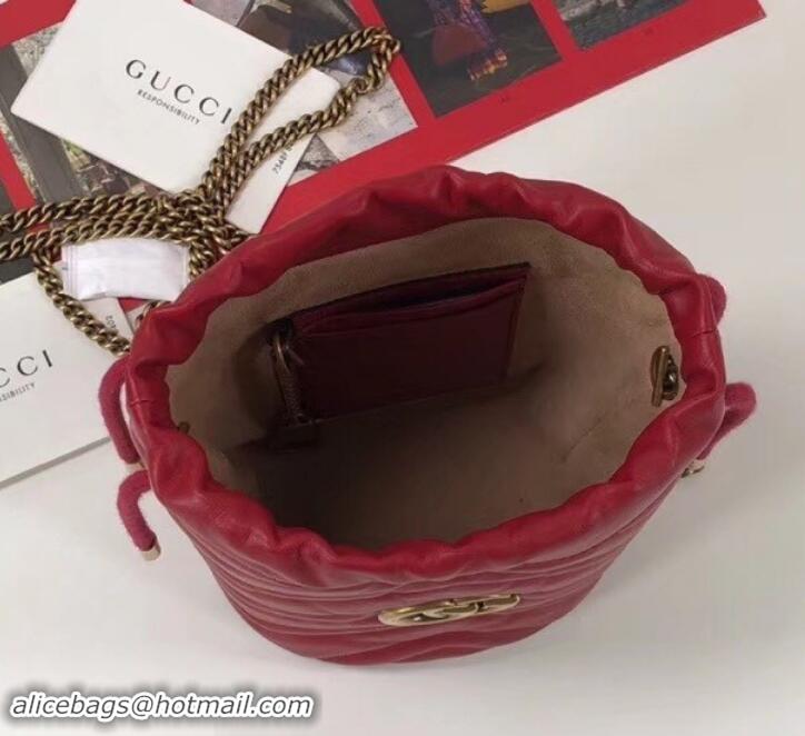 Discount Gucci GG Marmont Double G Mini Bucket Bag 575163 Red 2019 