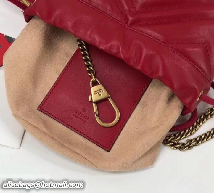 Discount Gucci GG Marmont Double G Mini Bucket Bag 575163 Red 2019 