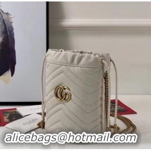 Promotional Gucci GG Marmont Double G Mini Bucket Bag 575163 White 2019 