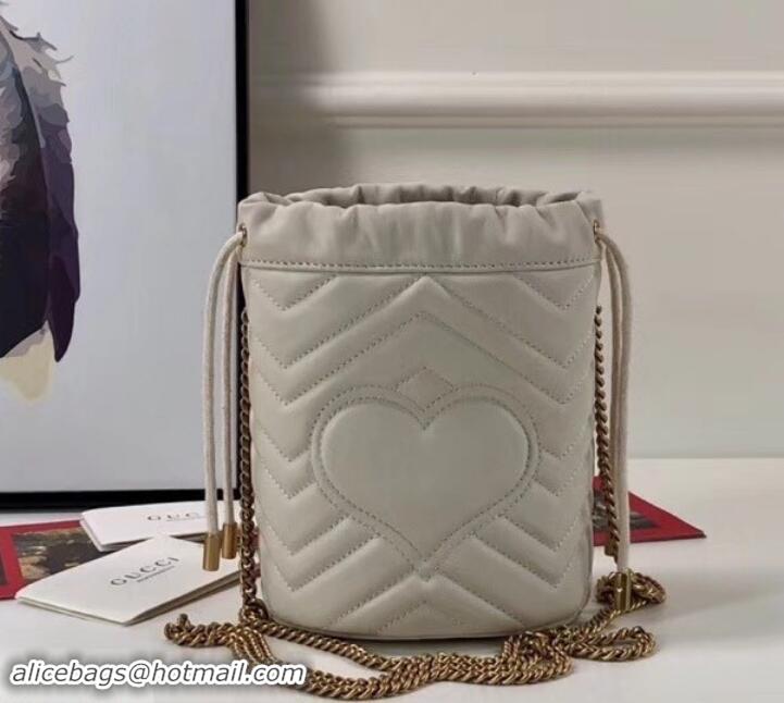 Promotional Gucci GG Marmont Double G Mini Bucket Bag 575163 White 2019 