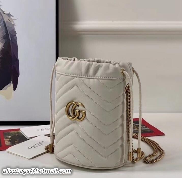 Promotional Gucci GG Marmont Double G Mini Bucket Bag 575163 White 2019 