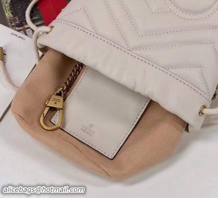 Promotional Gucci GG Marmont Double G Mini Bucket Bag 575163 White 2019 