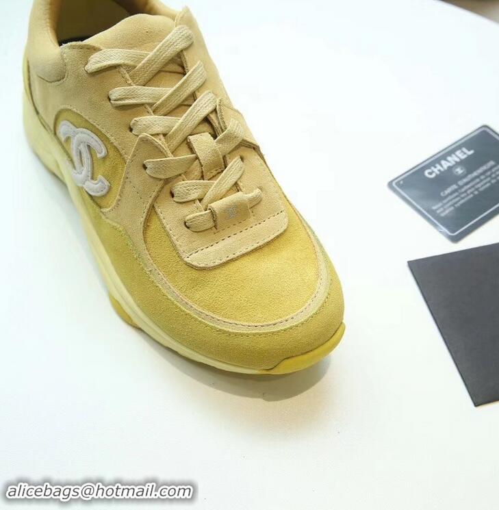 Sale Promotion Chanel Suede Calfskin Sneakers G34360 Yellow 2019