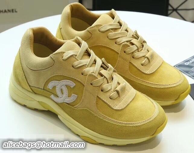 Sale Promotion Chanel Suede Calfskin Sneakers G34360 Yellow 2019