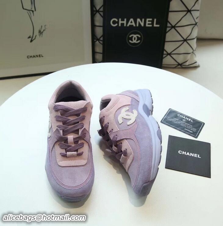 Super Quality Chanel Suede Calfskin Sneakers G34360 Lilac 2019