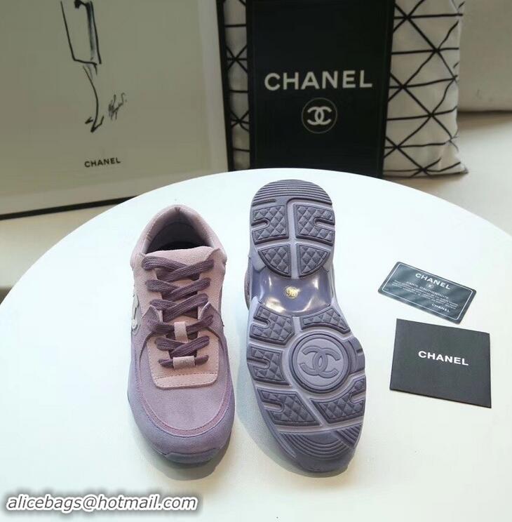 Super Quality Chanel Suede Calfskin Sneakers G34360 Lilac 2019