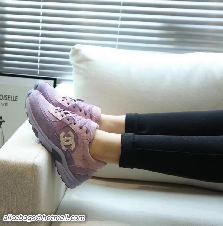 Super Quality Chanel Suede Calfskin Sneakers G34360 Lilac 2019