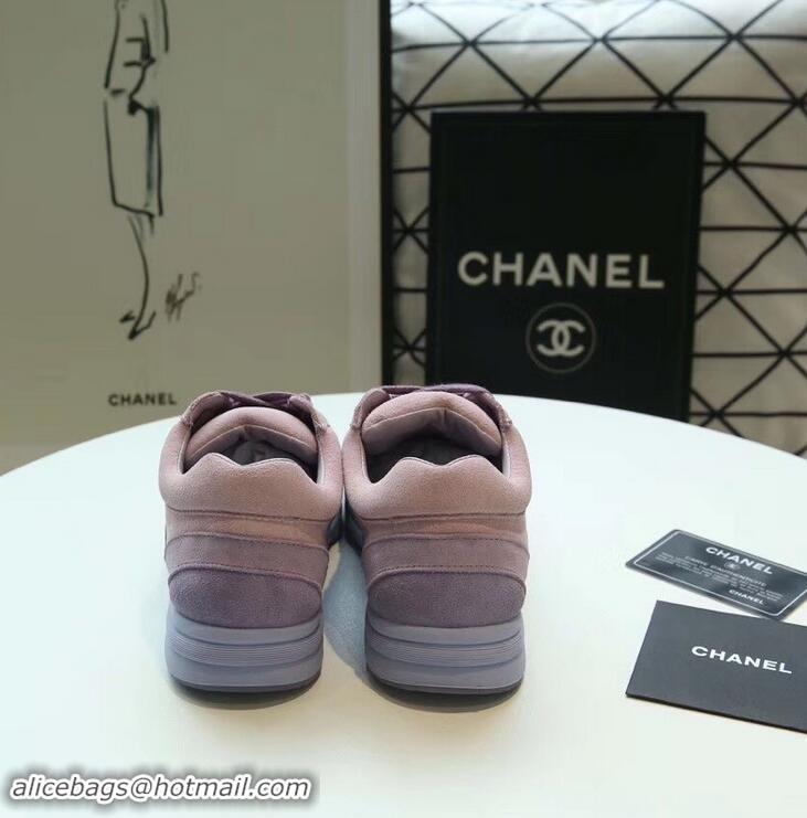 Super Quality Chanel Suede Calfskin Sneakers G34360 Lilac 2019