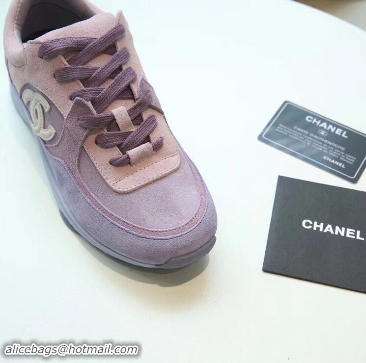 Super Quality Chanel Suede Calfskin Sneakers G34360 Lilac 2019