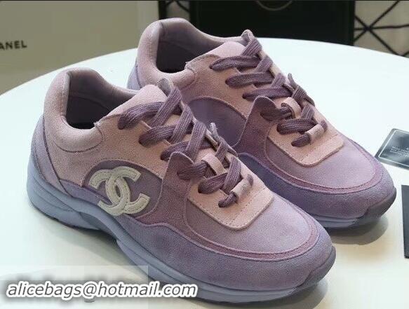 Super Quality Chanel Suede Calfskin Sneakers G34360 Lilac 2019