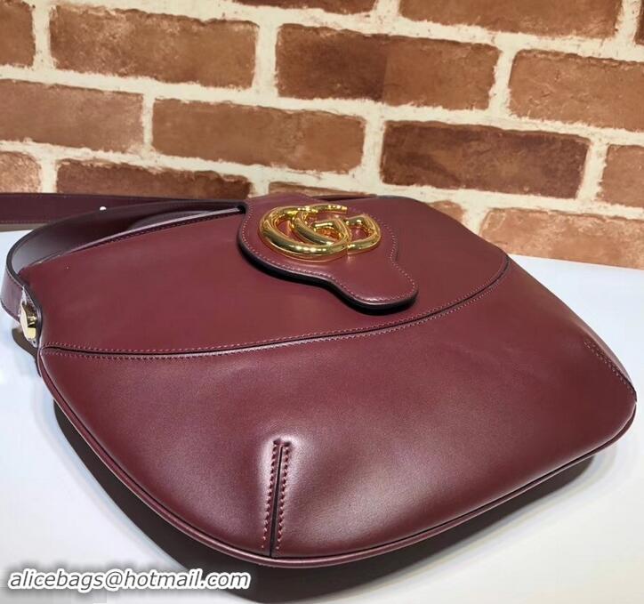 Low Cost Gucci Double G Arli Medium Shoulder Bag 568857 Burgundy 2019