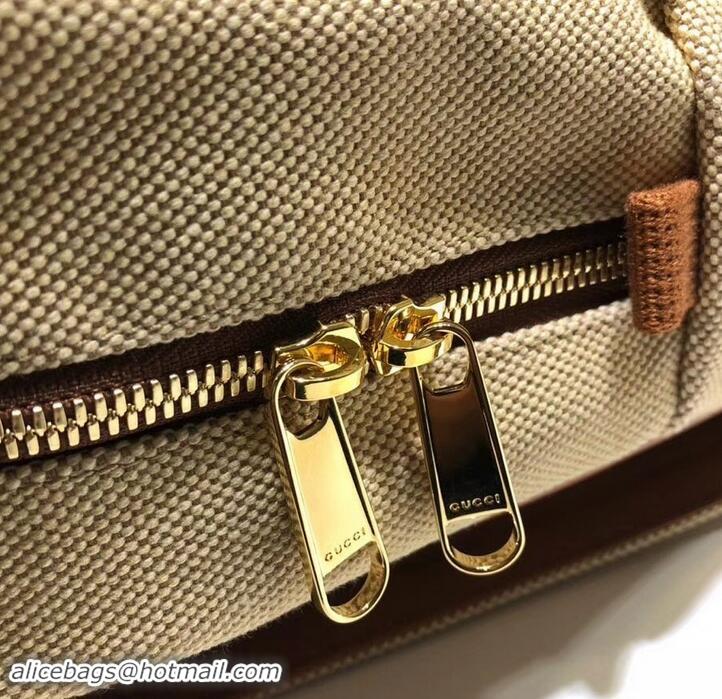 Super Quality Gucci Web Vintage Canvas Backpack Bag 575063 Beige 2019