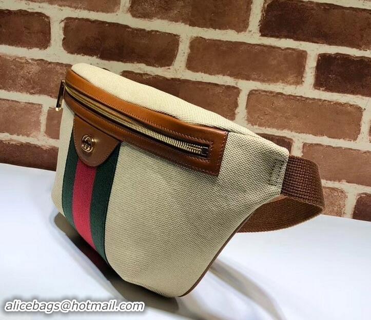  Luxury Gucci Web Vintage Canvas Belt Bag 575082 Beige 2019  