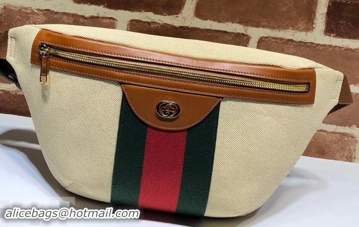  Luxury Gucci Web Vintage Canvas Belt Bag 575082 Beige 2019  