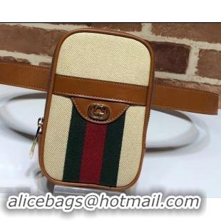 Luxury Gucci Web Vintage Canvas Belted IPhone Case Bag 581519 Beige 2019