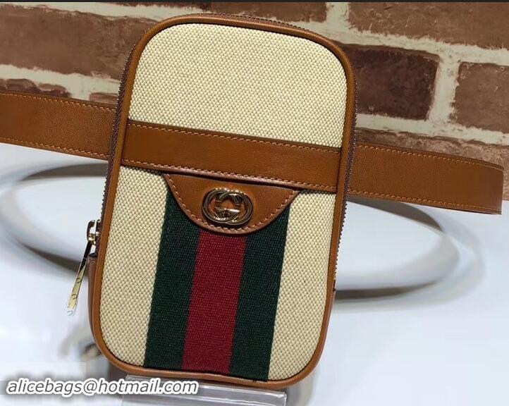 Luxury Gucci Web Vintage Canvas Belted IPhone Case Bag 581519 Beige 2019