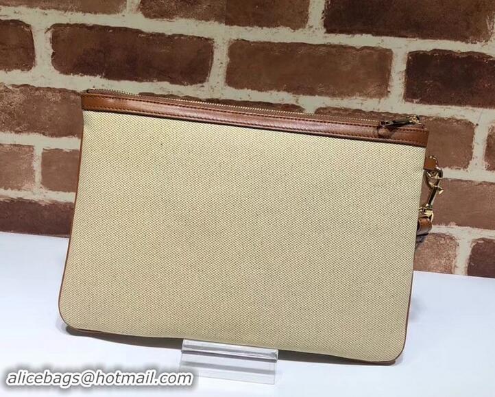 Luxury Gucci Web Vintage Canvas Pouch Clutch Bag 576053 Beige 2019 