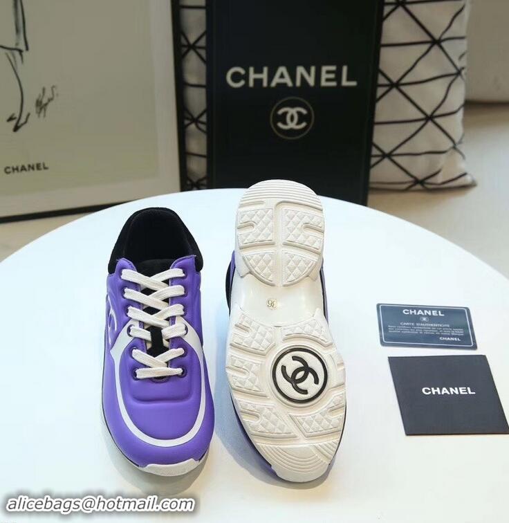 Low Cost Design Chanel Lycra Sneakers G34765 Purple 2019