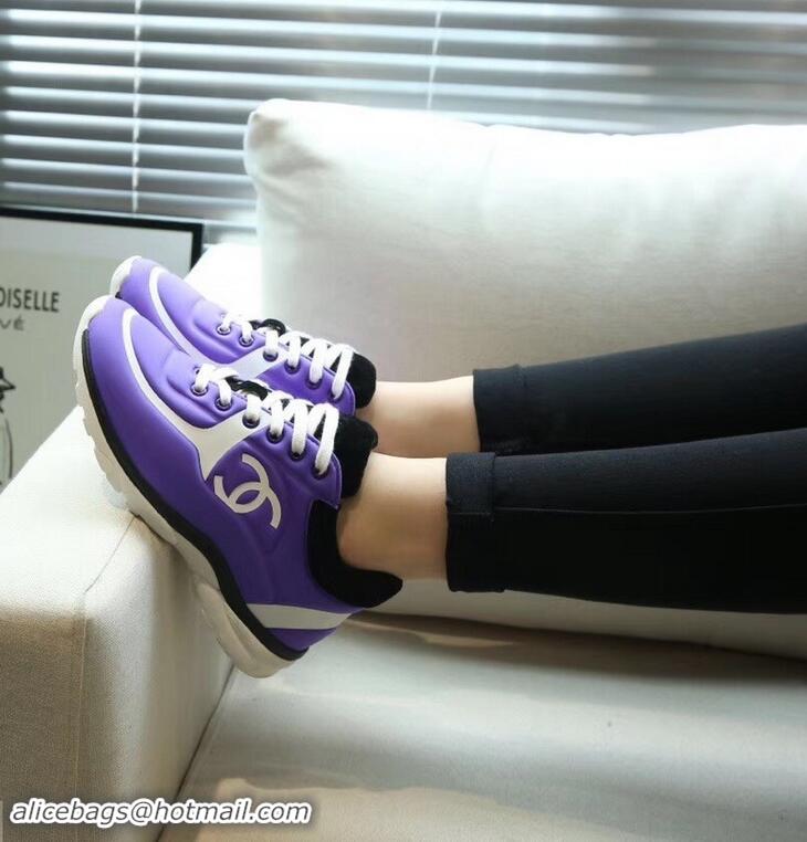 Low Cost Design Chanel Lycra Sneakers G34765 Purple 2019