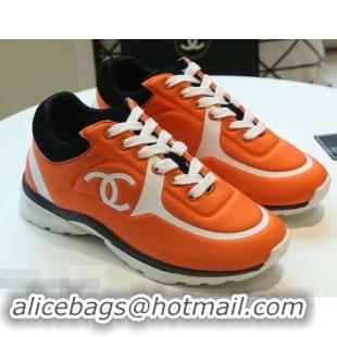 Free Shipping Discount Chanel Lycra Sneakers G34765 Orange 2019