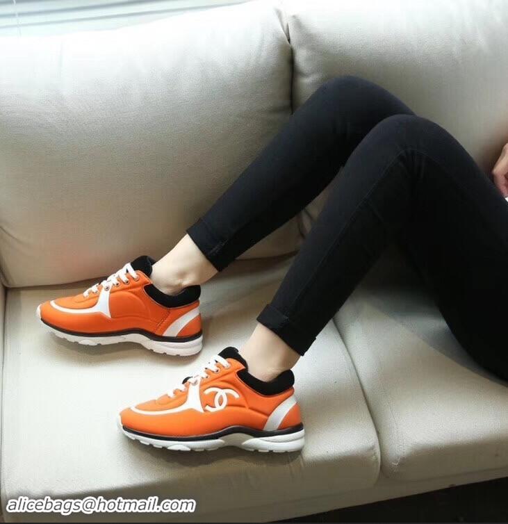 Free Shipping Discount Chanel Lycra Sneakers G34765 Orange 2019