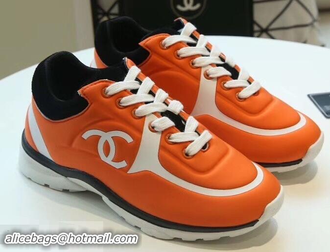 Free Shipping Discount Chanel Lycra Sneakers G34765 Orange 2019