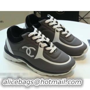 Traditional Discount Chanel Lycra Sneakers G34765 Gray 2019