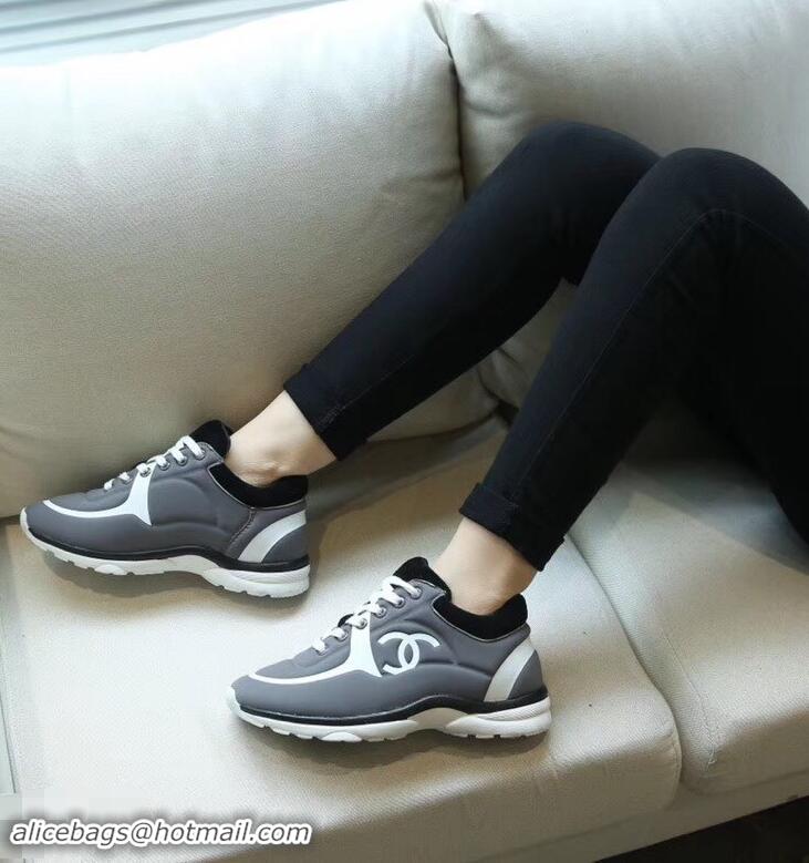 Traditional Discount Chanel Lycra Sneakers G34765 Gray 2019