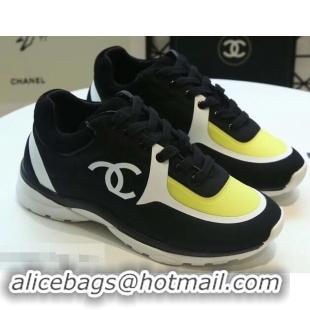 Most Popular Chanel Lycra Sneakers G34765 Black/Yellow 2019