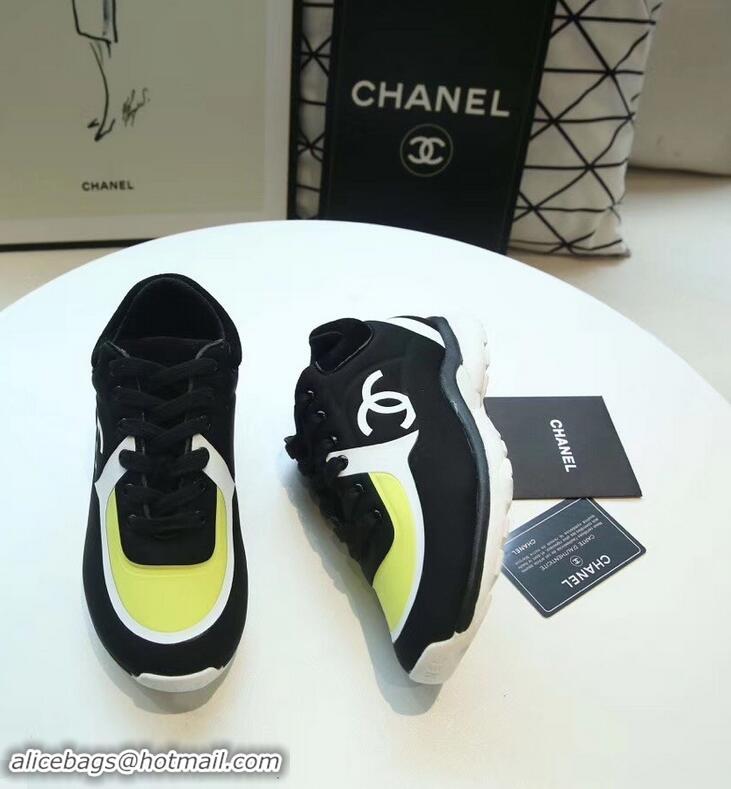 Most Popular Chanel Lycra Sneakers G34765 Black/Yellow 2019